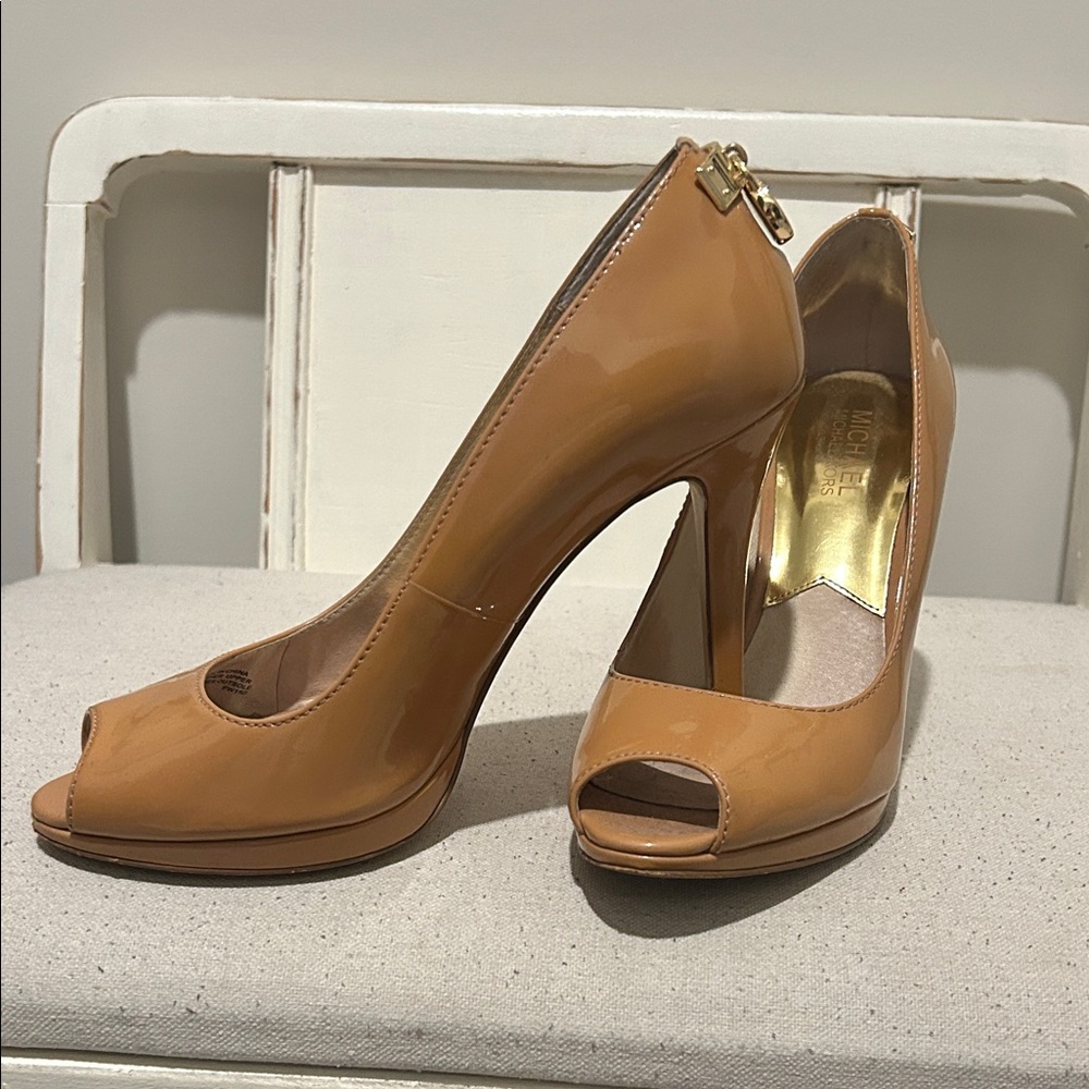 Michael Kors Tan Peep-Toe Heels